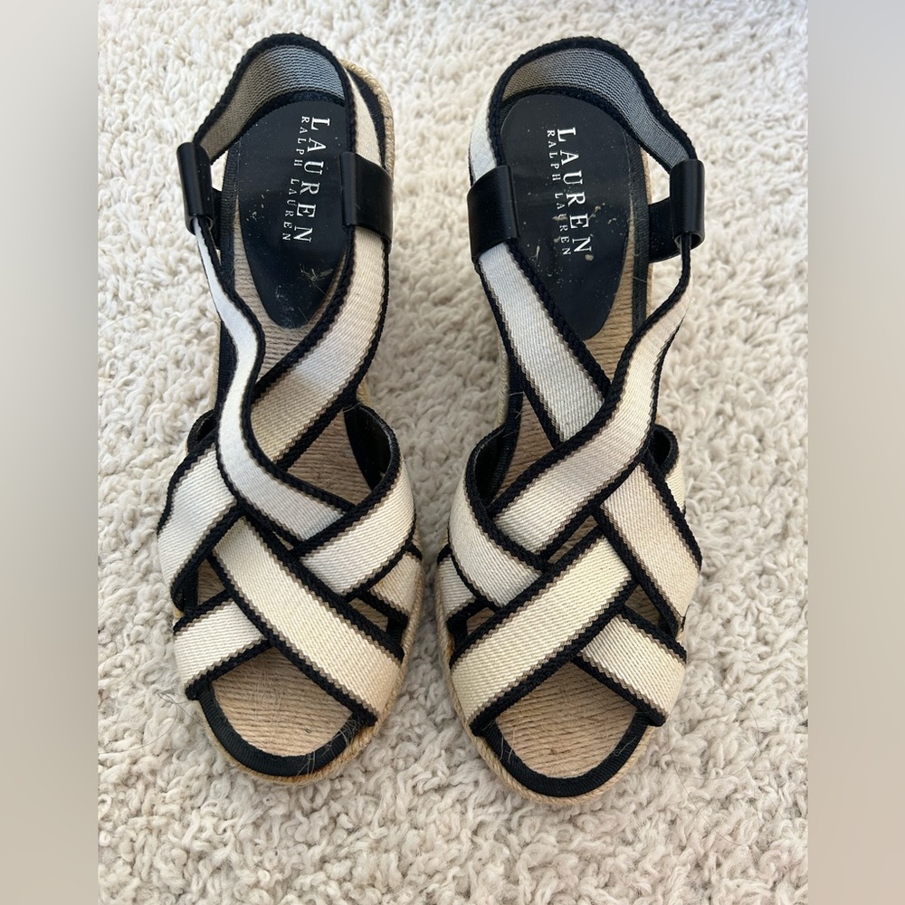 Ralph Lauren Idalis Black Elastic Wedge